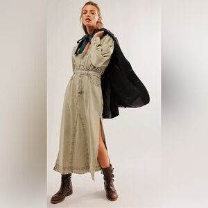 Free People Mad Love Denim Midi Dress New Missing Button (Included for Easy Fix)